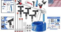 Kit complet de pistolet à peinture sans air 22 pièces, haute pression, tuyau, buses et rallonges