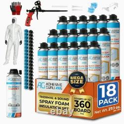 Kit d'isolation en mousse pulvérisée Adhesive Guru (18 x 32,80 oz/930 g 360 pieds cubes)