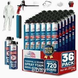 Kit d'isolation en mousse pulvérisée BondXtra (36 x 32,80 oz/930 g 720 pi-planche) auto-expansible