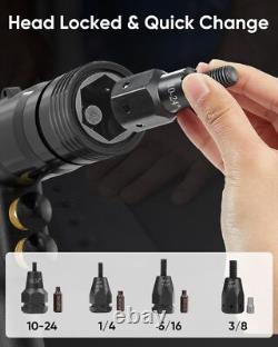 Kit de Pistolet Pneumatique à Rivnuts 4-en-1 10-24/1/4/5/16/3/8 + 20 Mandrins de Pistolet à Nutsert
