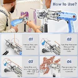 Kit de démarrage de pistolet à tufting 2 en 1 pour la fabrication de tapis en boucle et en coupe pour débutants