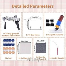 Kit de démarrage de pistolet à tufting de tapis avec cadre, avec coupe-tapis, pistolet à tapis à boucle.