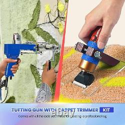 Kit de démarrage pour pistolet à touffeter, kit de machine à fabriquer des tapis, 2 en 1 boucle coupe pile touffetage