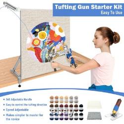 Kit de démarrage pour pistolet de tufting, pistolet de tufting avec kit de fabrication de tapis et tondeuse à moquette, pistolet à tapis