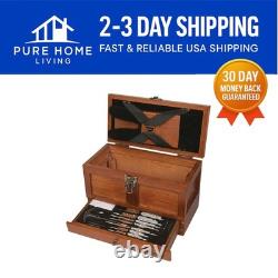 Kit de nettoyage d'armes en chêne vieilli de 25 pièces - Solution complète et organisée