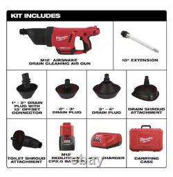 Kit de nettoyage de drains Milwaukee M12 AIRSNAKE Pistolet à air Modèle (2572B-21)