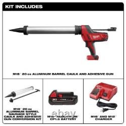 Kit de pistolet à calfeutrer en aluminium Milwaukee 2642-21CT M18 18V de 20 oz