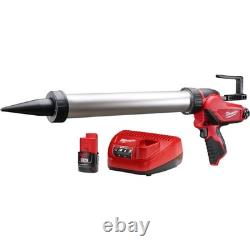 Kit de pistolet à calfeutrer et à adhésif Milwaukee M12 20 oz, baril en aluminium/saucisse