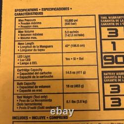 Kit de pistolet à graisse Dewalt DCGG571M1 20v MAX avec (1) batterie 4Ah et chargeur