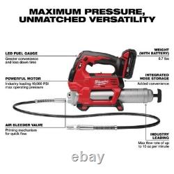 Kit de pistolet à graisse Milwaukee 2646-22CT 18V 10 000 psi modèle professionnel robuste nouveau modèle