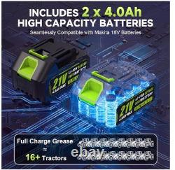 Kit de pistolet à graisse électrique Ristow 15000 PSI LED, flexible de 40, sans balais, batteries 2-4 Ah
