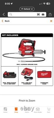 Kit de pistolet à graisse sans fil Milwaukee 2646-21CT M18 à 2 vitesses avec (1) batterie/chargeur de 3Ah
