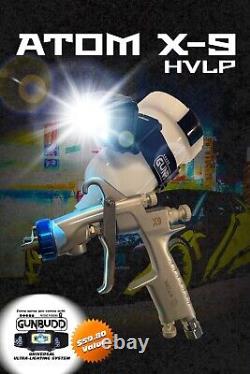 Kit de pistolet à peinture HVLP à gravité ATOM Mini X9 avec système d'éclairage Ultra GunBudd