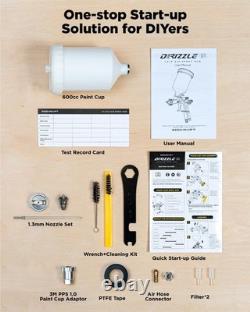 Kit de pistolet à peinture InoKraft D1 LVLP avec buse de 1,3 mm pour voitures et bricolage