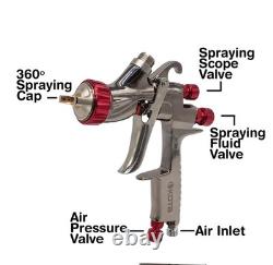 Kit de pistolet à peinture LVLP avec buse de 1,3 mm/1,4 mm, godet en aluminium, manomètre d'air