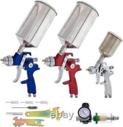 Kit de pistolet à peinture automatique avec tasses et régulateur d'air, ensemble de 3