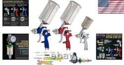 Kit de pistolet à peinture avec tasses et régulateur d'air, set de 3
