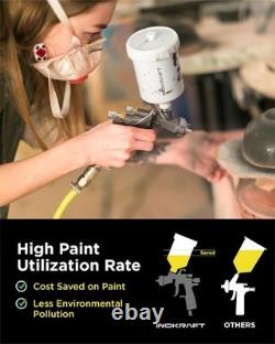 Kit de pistolet à peinture pneumatique InoKraft D1 LVLP avec buse de 1,3 mm pour voitures et bricolage