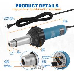 Kit de pistolet à souder en plastique à air chaud 1600W avec boîte à outils, chalumeau de chauffage PVC