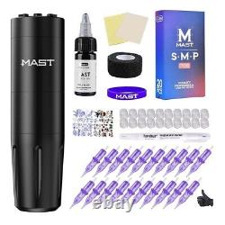 Kit de pistolet à tatouage sans fil Mast Tattoo Rotary Pen Machine avec réglage de la vitesse et affichage de la fréquence