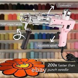 Kit de pistolet à tufting 2-en-1 léger pour créer des tapis personnalisés sans effort en rose