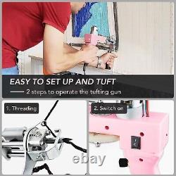 Kit de pistolet à tufting 2-en-1 léger pour créer des tapis personnalisés sans effort en rose