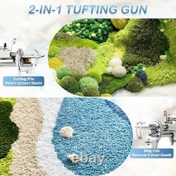 Kit de pistolet à tufting de tapis avec coupe-tapis, pistolet à tufting 2 en 1 pour coupe et boucle