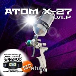 Kit de pistolet de pulvérisation LVLP NEW ATOM X27 pour peinture automobile avec apprêt de détail pour voiture et GUNBUDD gratuit