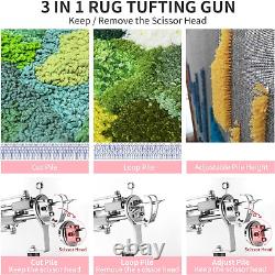 Kit de pistolet de tuftage de tapis 2 en 1 Électrique Coupe-tapis Kit de démarrage de pistolet de tapis à poil coupé US Pour la fabrication de tapis