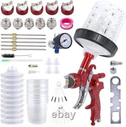 Kit de pistolet pulvérisateur à gravité HVLP avec 5 buses (1,4/1,7/2,0/2,5/3,0 mm), 10 dispos
 	<br/>  
