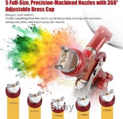 Kit de pistolet pulvérisateur à gravité HVLP avec 5 buses (1,4/1,7/2,0/2,5/3,0 mm), 10 dispos <br/>