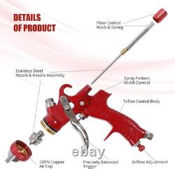 Kit de pistolet pulvérisateur à gravité HVLP avec 5 buses (1,4/1,7/2,0/2,5/3,0 mm), 10 dispos<br/> 