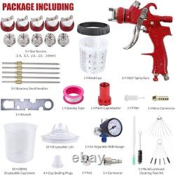 Kit de pistolet pulvérisateur à gravité HVLP avec 5 buses (1,4/1,7/2,0/2,5/3,0 mm), 10 dispos  <br/>
