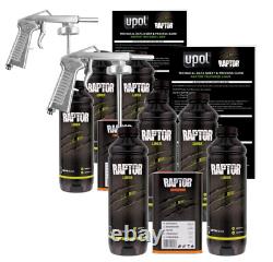 Kit de revêtement de benne de camion U-POL Raptor Noir avec pistolet de pulvérisation GRATUIT, 4 Litres Upol (Pack de 2)