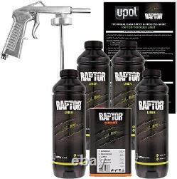 Kit de revêtement de benne de camion U-POL Raptor Noir avec pistolet de pulvérisation GRATUIT, 4 Litres Upol (Pack de 2)