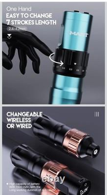 Kit de tatouage Mast Tattoo Fold2 avec pistolet sans fil, aiguilles pro de 7 longueurs QP-047 scellées