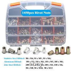 Kit pistolet à rivnuts 1560 pièces, outil à écrous à riveter avec 16 mandrins SAE et métriques