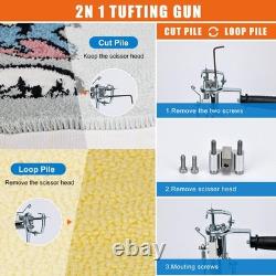 Kit pistolet à touffeter 2 en 1 à poils coupés et bouclés, écran numérique, orange, poignée de démarrage zowwfast