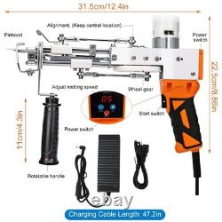 Kit pistolet à touffeter 2 en 1 à poils coupés et bouclés, écran numérique, orange, poignée de démarrage zowwfast