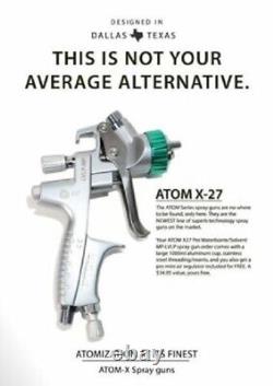 LVLP NOUVEAU ATOM X27 Kit de pistolet de pulvérisation à alimentation par gravité pour peinture automobile avec GUNBUDD GRATUIT