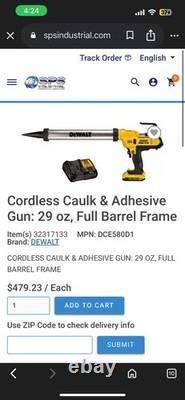 NOUVEAU ! Kit de pistolet à adhésif en saucisse DEWALT 20V MAX 300-600ML (Modèle DCE580D1)