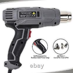 Pistolet à Air Chaud/Chalumeau de 1500W à Chauffage Rapide Kit de Pistolet à Air Chaud Robuste avec Double Température
