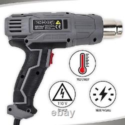 Pistolet à Air Chaud/Chalumeau de 1500W à Chauffage Rapide Kit de Pistolet à Air Chaud Robuste avec Double Température