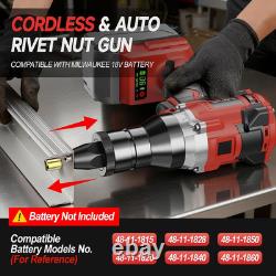 Pistolet à écrous à riveter sans fil compatible avec batterie Milwaukee 18V, écrou à riveter électrique