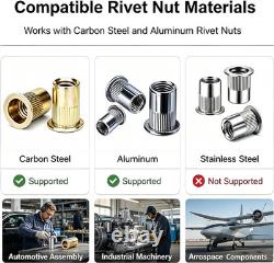 Pistolet à écrous à riveter sans fil compatible avec batterie Milwaukee 18V, écrou à riveter électrique