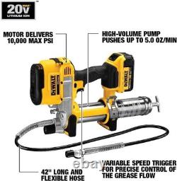 Pistolet à graisse DEWALT 20V MAX, pistolet à graisse électrique sans fil avec flexible de 42 po, 10 000 PSI, Va