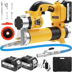 Pistolet à graisse électrique alimenté par batterie, kit de pistolet à graisse sans fil avec lampe LED, 2X