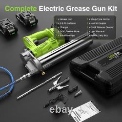 Pistolet à graisse électrique avec coupleur à dégagement rapide, kit de pistolet à graisse alimenté par batterie w