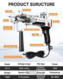 Pistolet à tufting de tapis avec kit de coupe 2 en 1, pistolet à tapis et ciseaux pour la fabrication de tapis