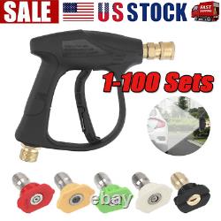 Pistolet de Nettoyage Haute Pression 1/4 4000 PSI Lave-Auto Écume Pulvérisateur Courte Canne avec 5 Buses